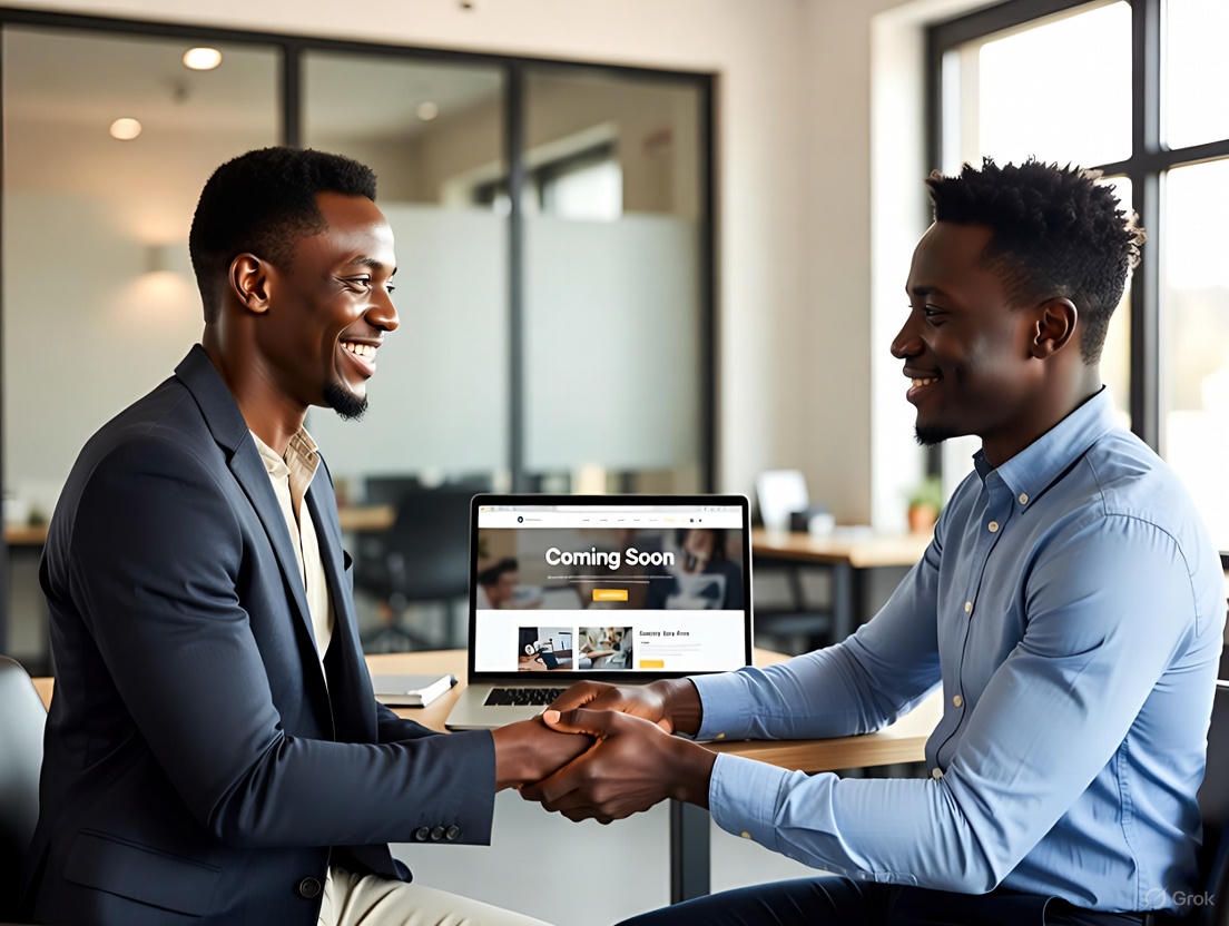 Web developer and client shaking hands